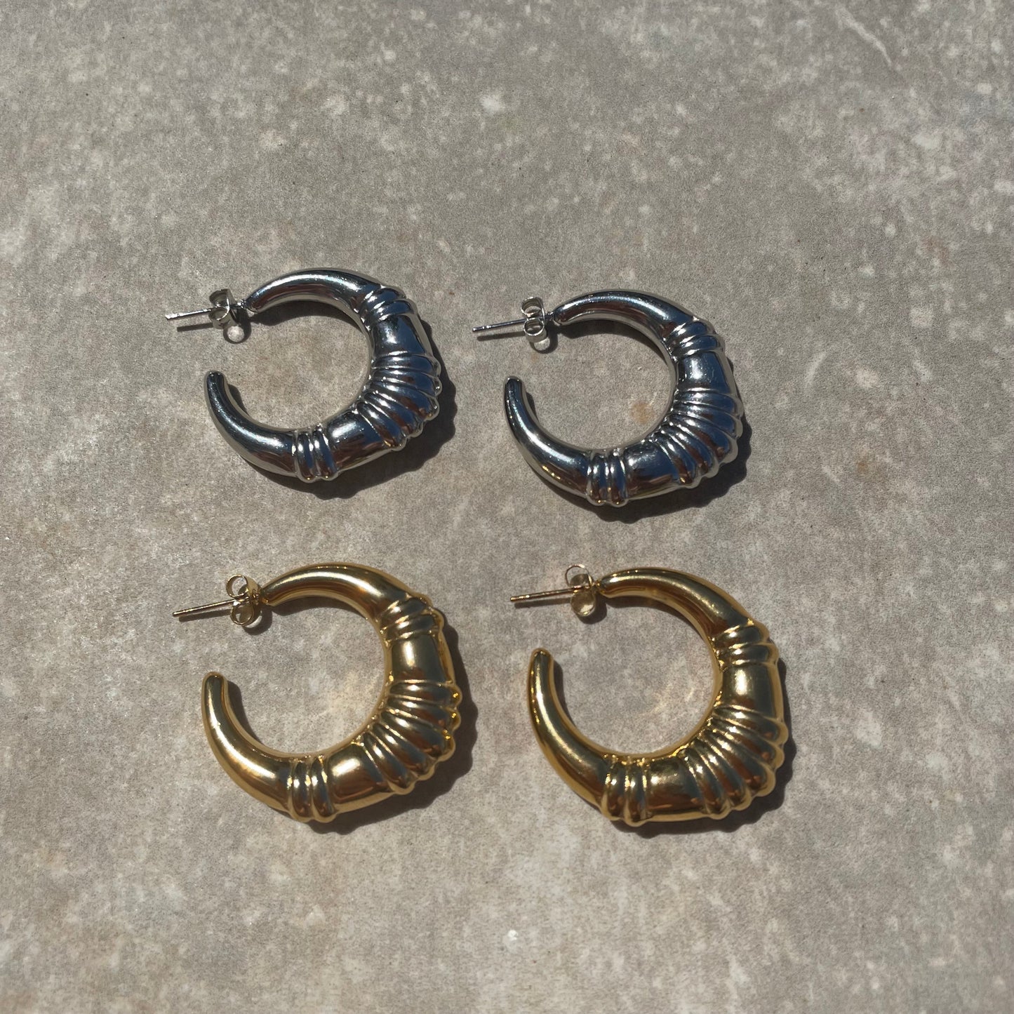 Chunky croissant stainless steel earrings