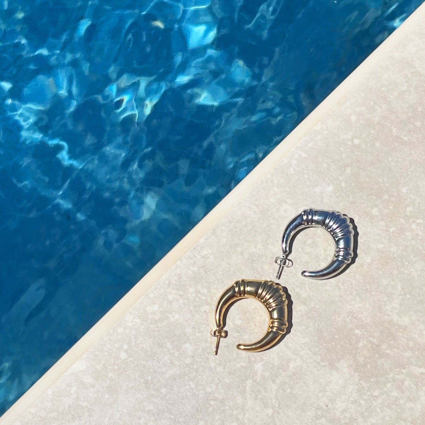 Chunky croissant stainless steel earrings