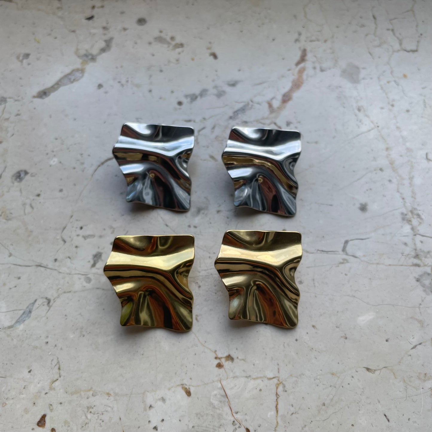 Chunky square stainless steel earrings
