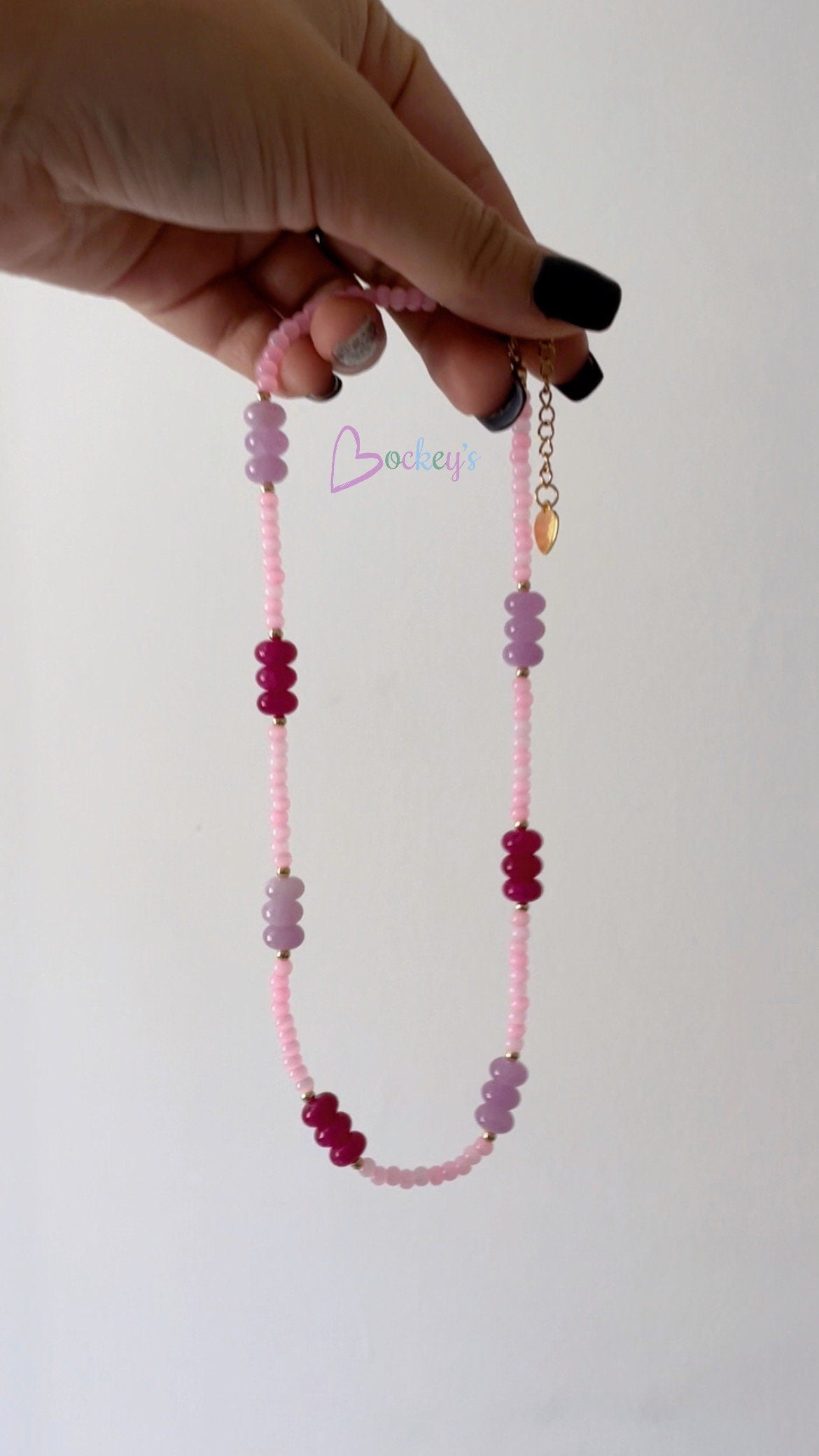 Elegant pink Barbie beaded necklace