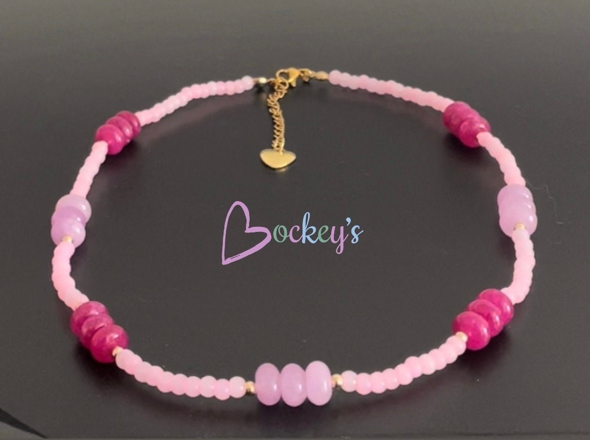 Elegant pink Barbie beaded necklace