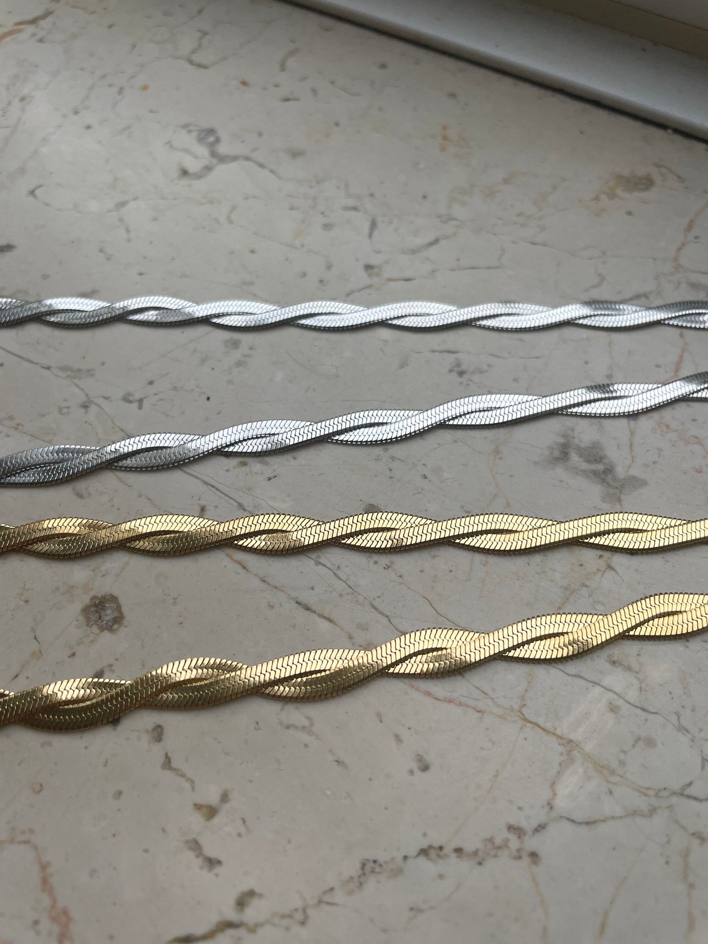 18K gold-plated twisted snake necklace gold silver