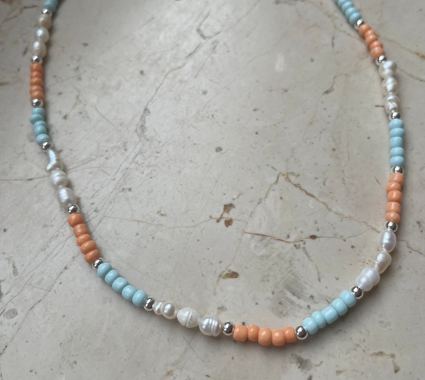 Thin elegant freshwater pearl necklace