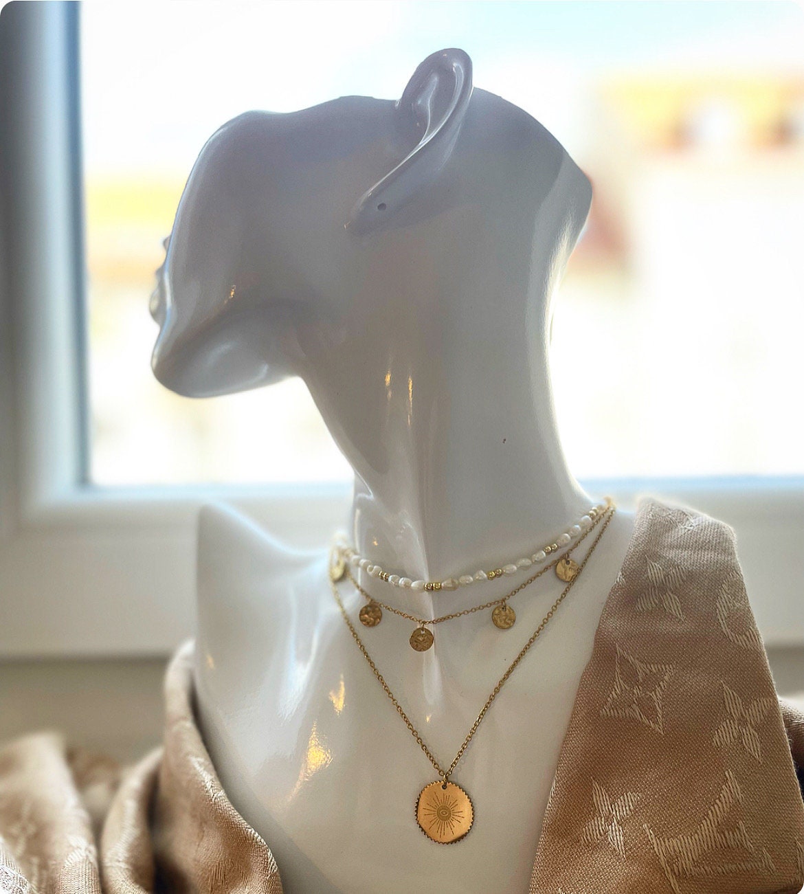 Layering stainless steel jewelry set choker and necklace