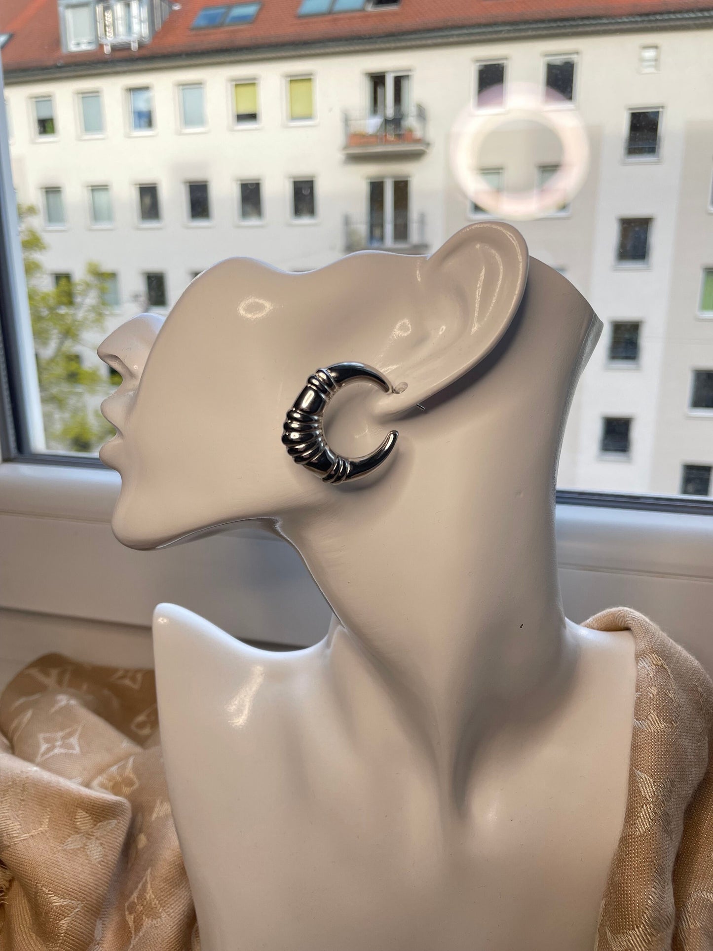 Chunky croissant stainless steel earrings