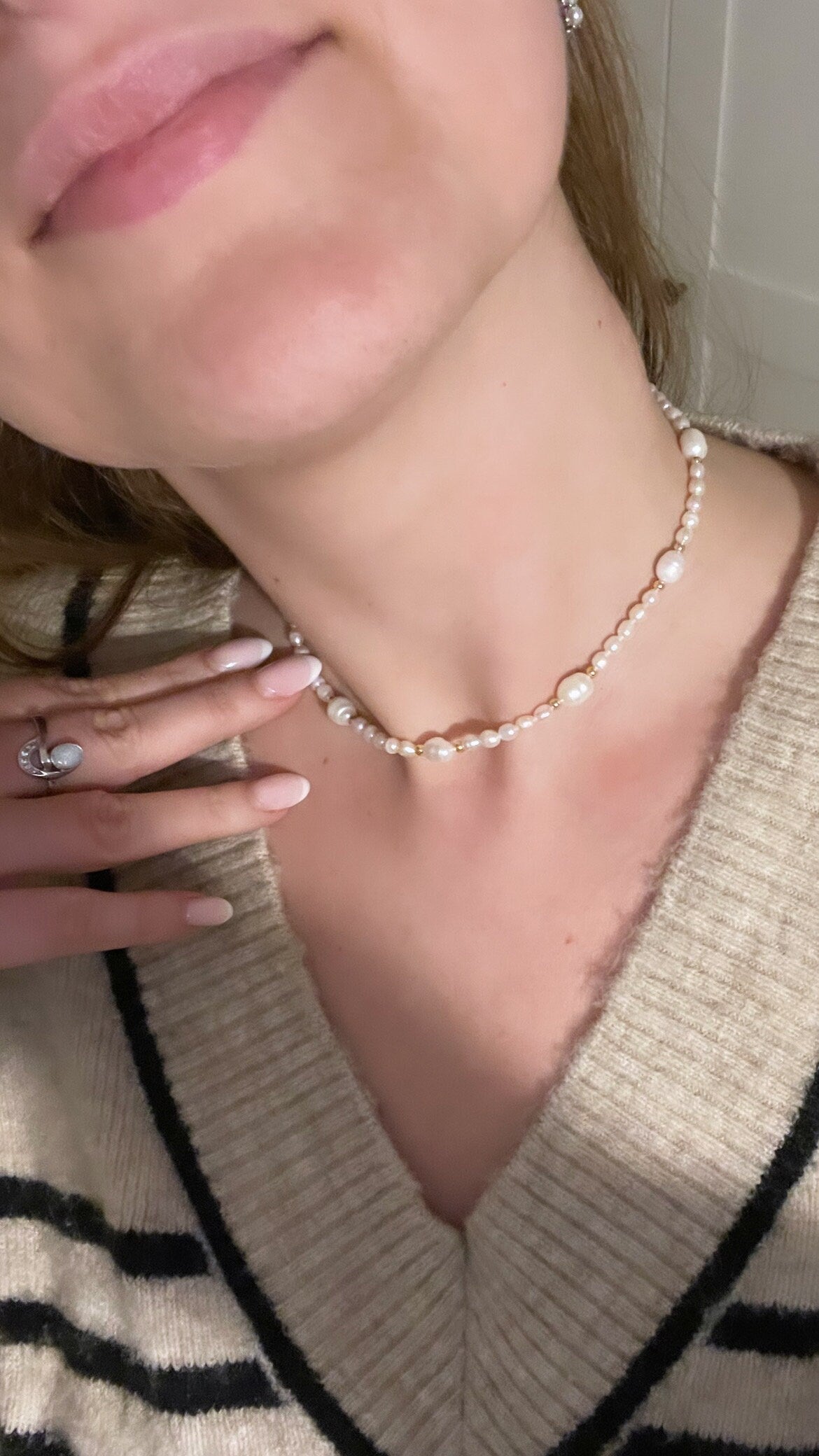 Combination pearl necklace elegant classy freshwater pearls