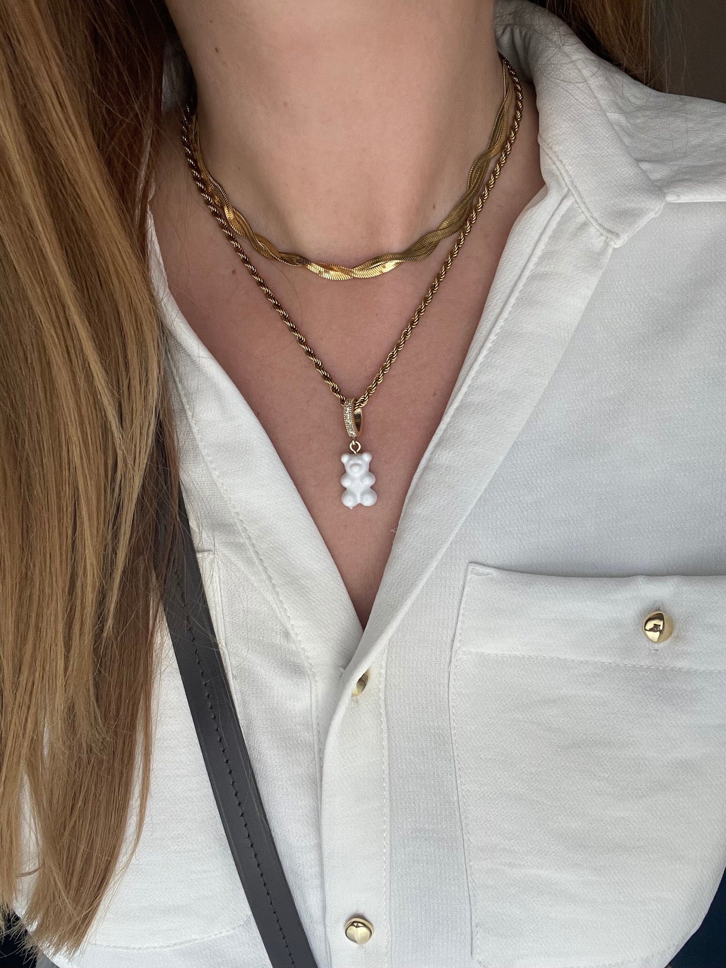 18K gold-plated twisted snake necklace gold silver