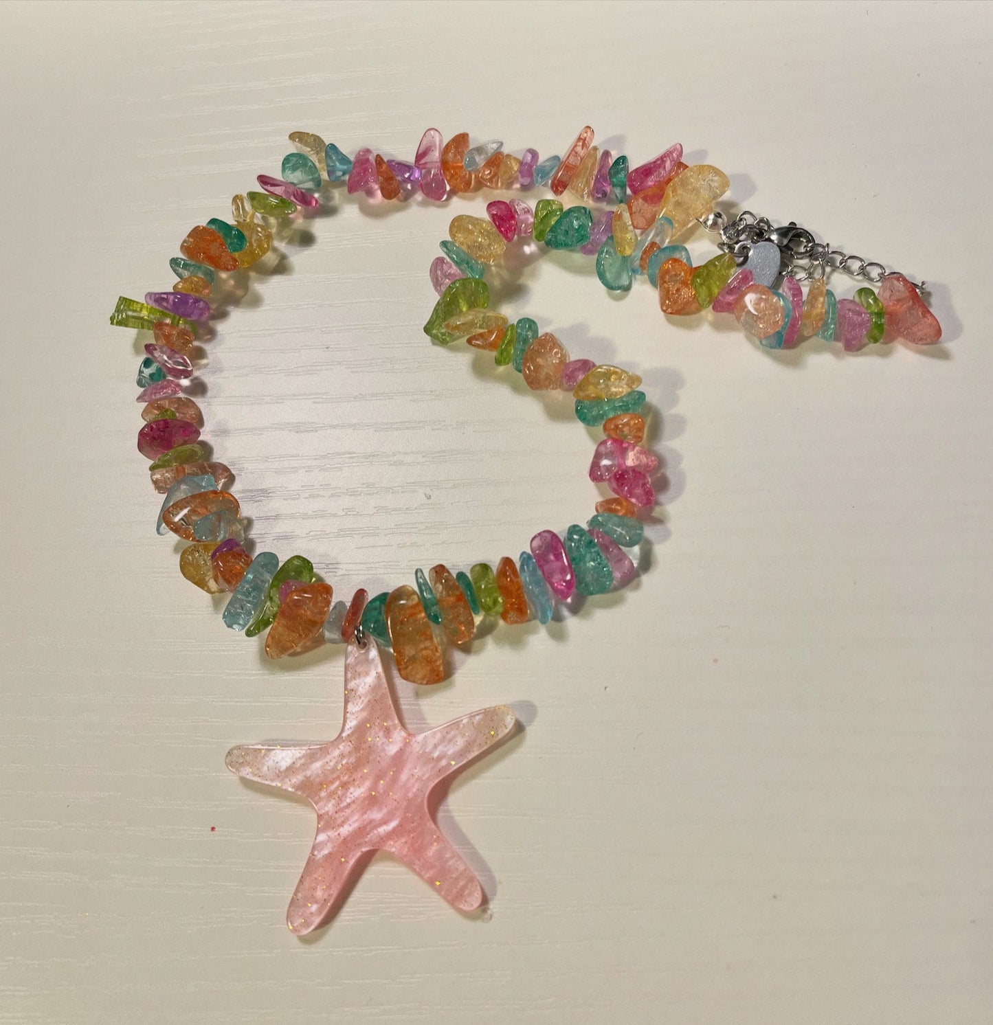 Natural stone summer statement necklace with a star