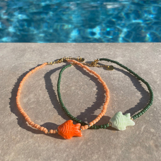 Summer ceramic fish choker beaded