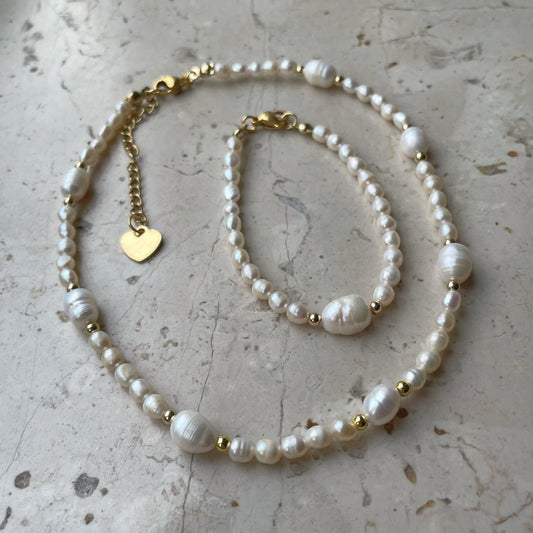 Combination pearl necklace elegant classy freshwater pearls